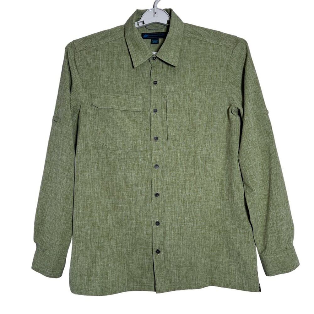 Eastern Mountain Sports Hiking Shirt SIZE M Green Vented Roll-Up Sleeve